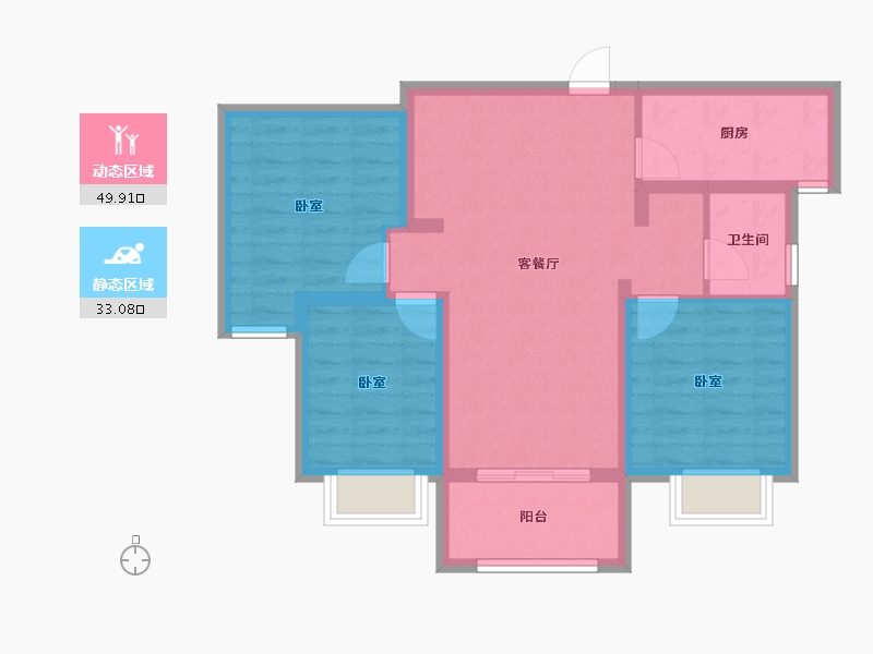 陕西省-西安市-龙发天泉湾-73.64-户型库-动静分区