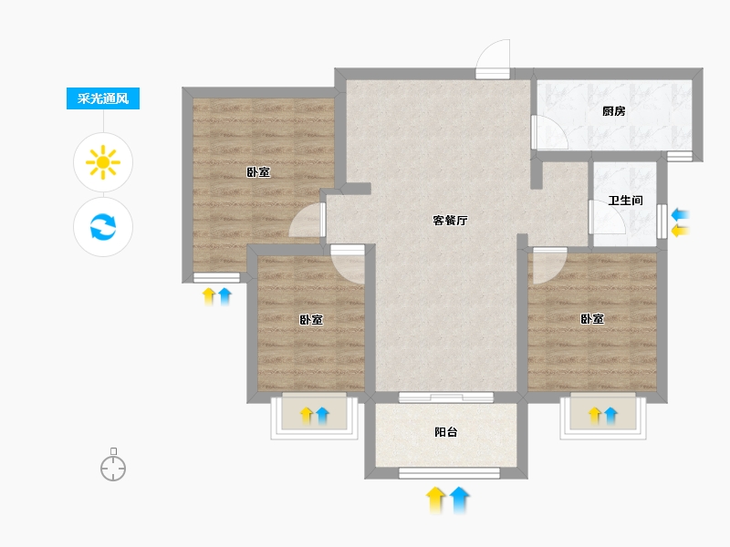 陕西省-西安市-龙发天泉湾-73.64-户型库-采光通风