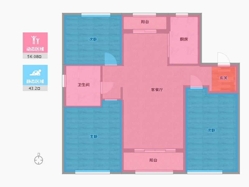 黑龙江省-哈尔滨市-保利观澜Ⅲ-88.90-户型库-动静分区