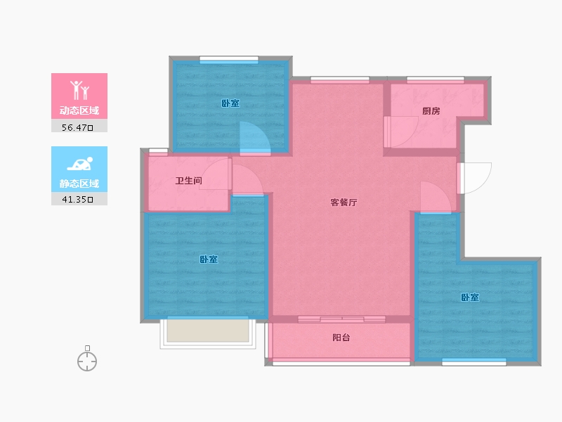 陕西省-渭南市-熙园御府-87.58-户型库-动静分区