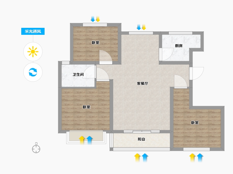 陕西省-渭南市-熙园御府-87.58-户型库-采光通风