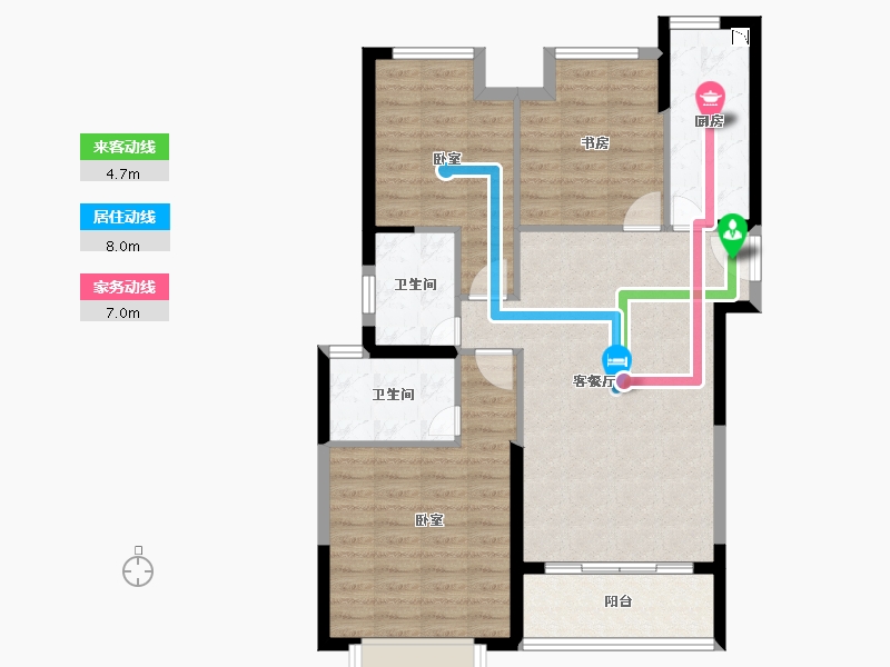 江苏省-无锡市-融创银城惠山国际社区-87.40-户型库-动静线