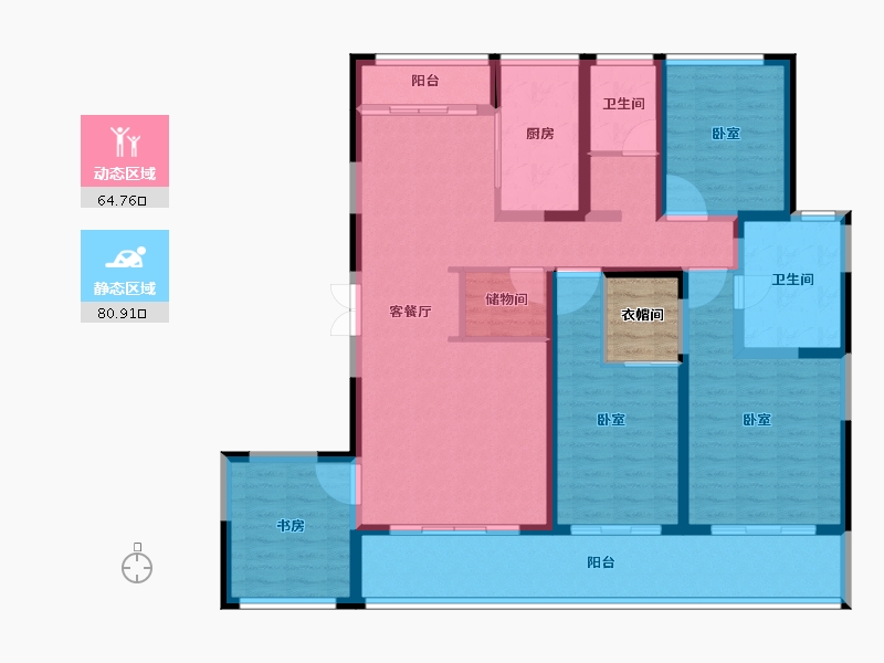 陕西省-西安市-绿城春江花月-133.45-户型库-动静分区