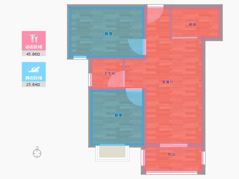 安徽省-宿州市-拂晓壹號·西城广场-64.00-户型库-动静分区