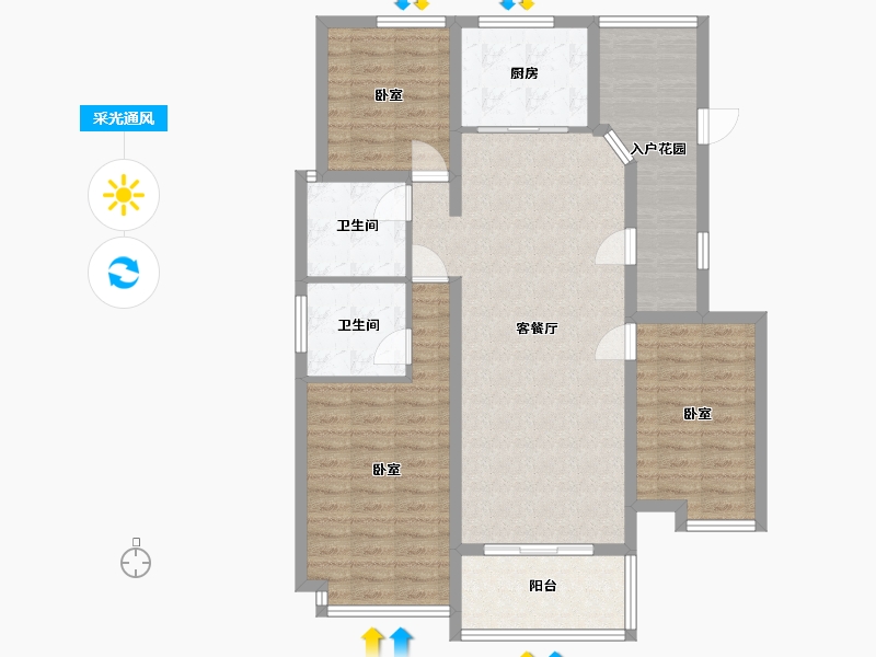 陕西省-渭南市-熙园御府-104.85-户型库-采光通风