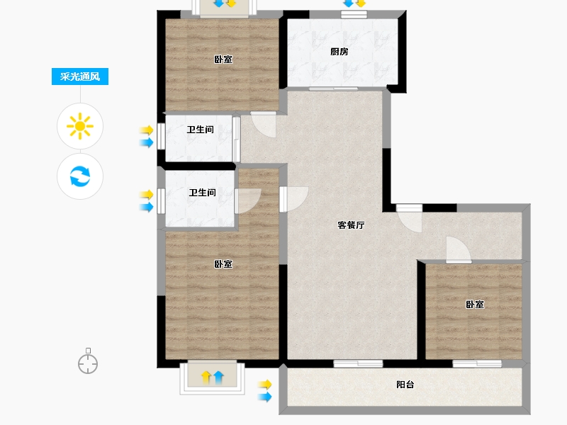 江苏省-无锡市-碧桂园都荟-96.00-户型库-采光通风