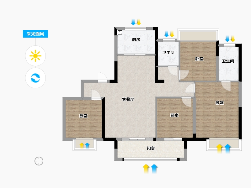 江苏省-常州市-蓝光雍锦园-106.93-户型库-采光通风