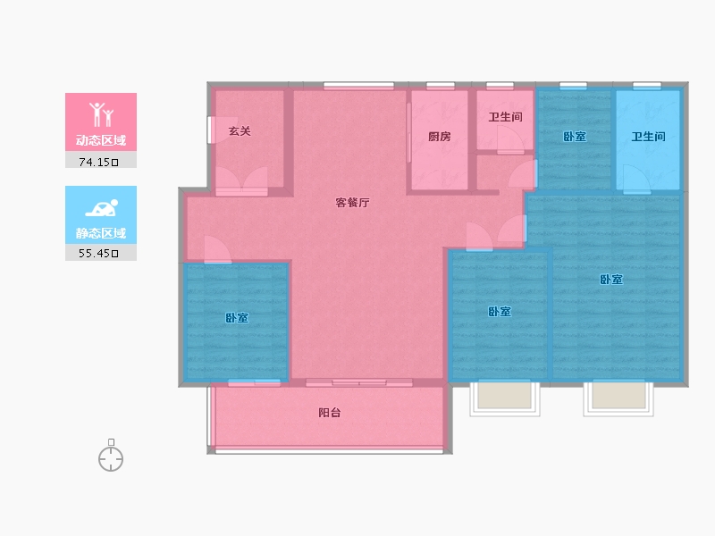 陕西省-渭南市-富平龙记檀府-118.15-户型库-动静分区