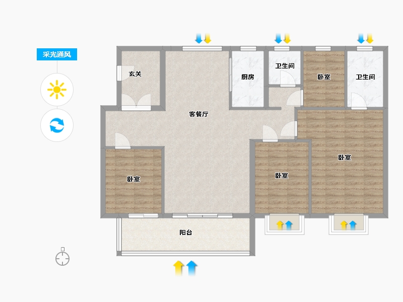 陕西省-渭南市-富平龙记檀府-118.15-户型库-采光通风