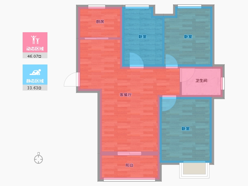 安徽省-宿州市-拂晓壹號·西城广场-70.76-户型库-动静分区