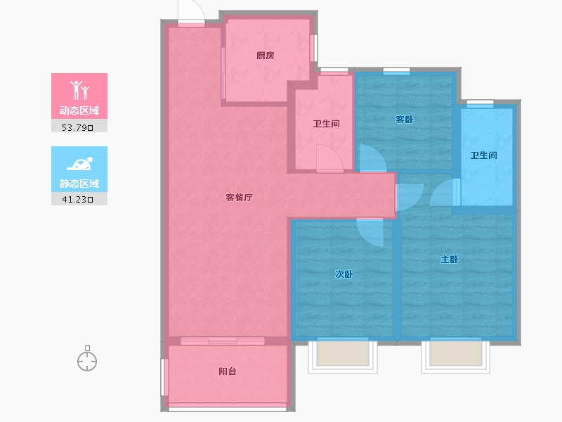 江苏省-无锡市-绿地西水晶舍-85.00-户型库-动静分区