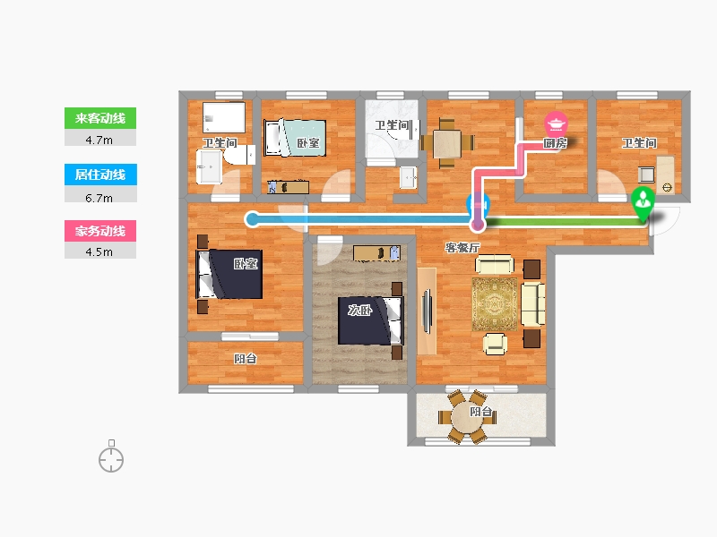 陕西省-宝鸡市-国际金泰城-98.22-户型库-动静线