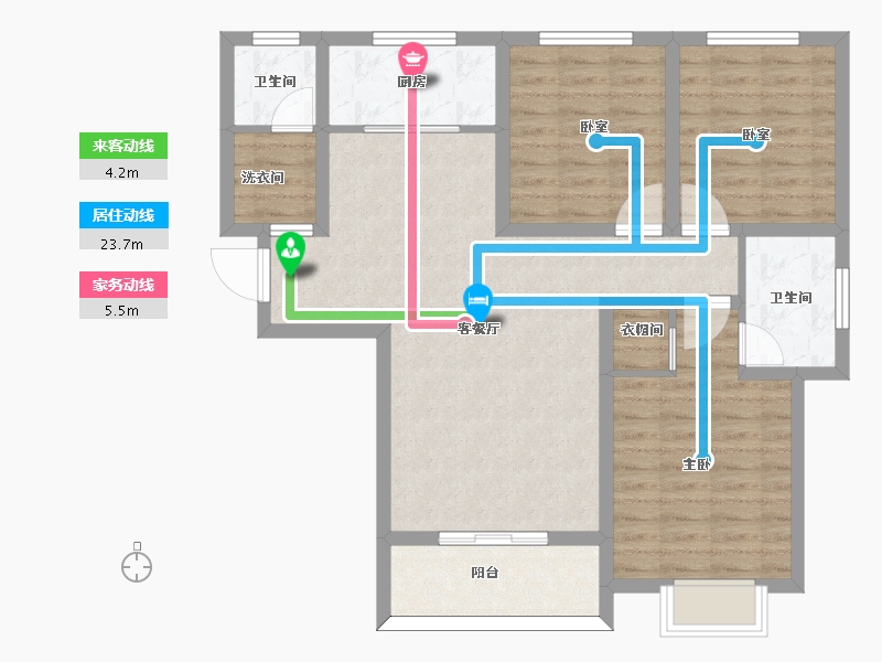 陕西省-西安市-沣柳国际-91.84-户型库-动静线