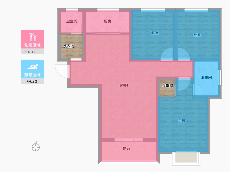 陕西省-西安市-沣柳国际-91.84-户型库-动静分区