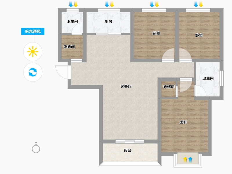 陕西省-西安市-沣柳国际-91.84-户型库-采光通风