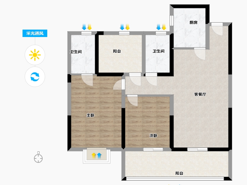 江苏省-常州市-港悦府-94.76-户型库-采光通风