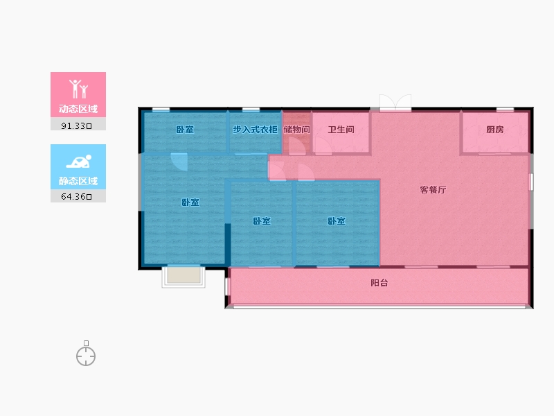 陕西省-西安市-沣水云间-144.04-户型库-动静分区