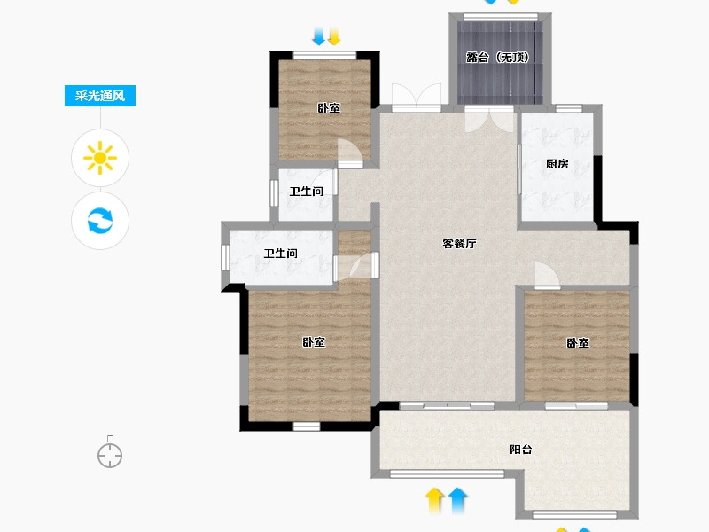 江苏省-无锡市-建溪朗诗御萃里-120.00-户型库-采光通风