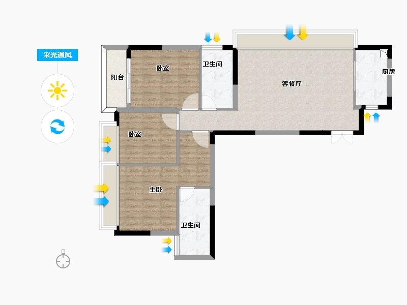 江苏省-南京市-保利和光晨樾-91.38-户型库-采光通风