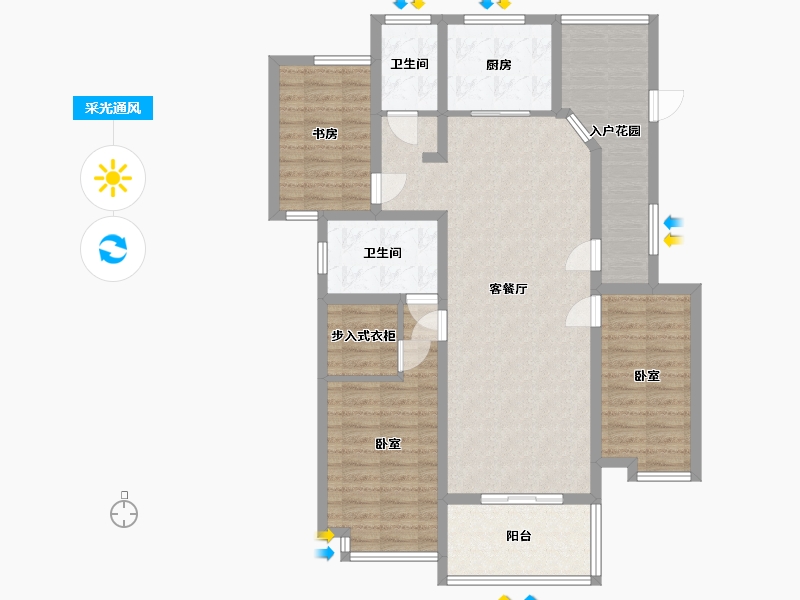 陕西省-渭南市-熙园御府-109.69-户型库-采光通风