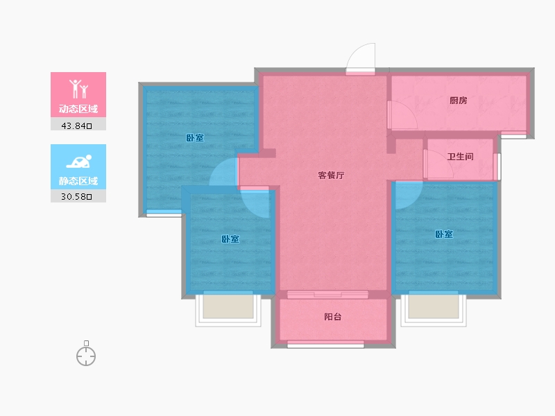 陕西省-西安市-龙发天泉湾-65.62-户型库-动静分区