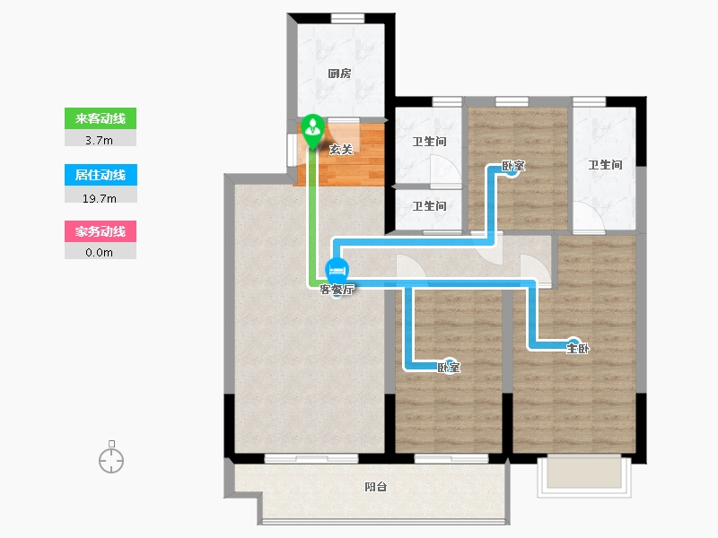 陕西省-西安市-富力开远城-88.76-户型库-动静线