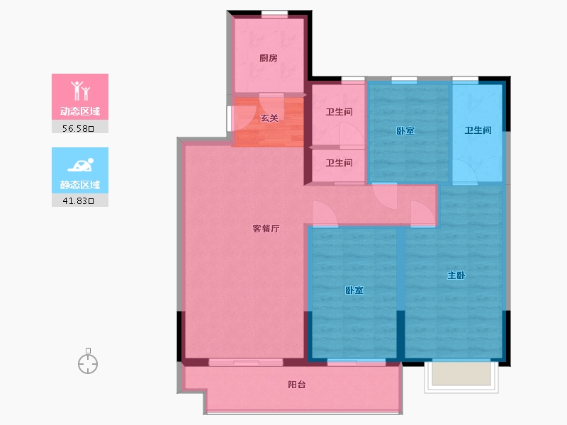 陕西省-西安市-富力开远城-88.76-户型库-动静分区