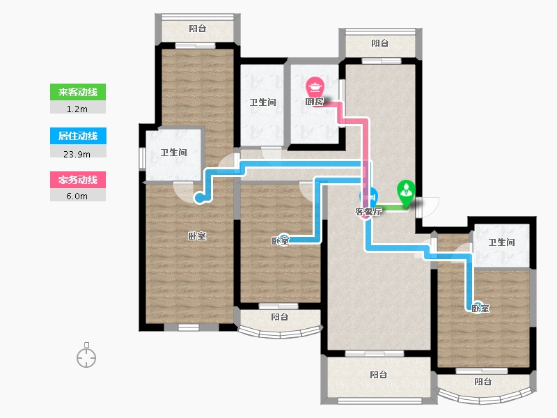 陕西省-渭南市-鸿基紫御观邸-135.91-户型库-动静线