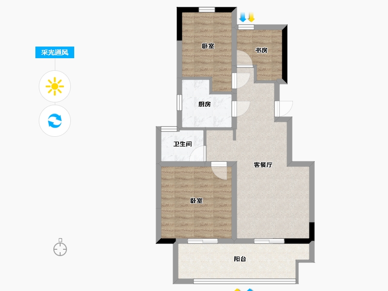 江苏省-无锡市-中奥光年-72.99-户型库-采光通风