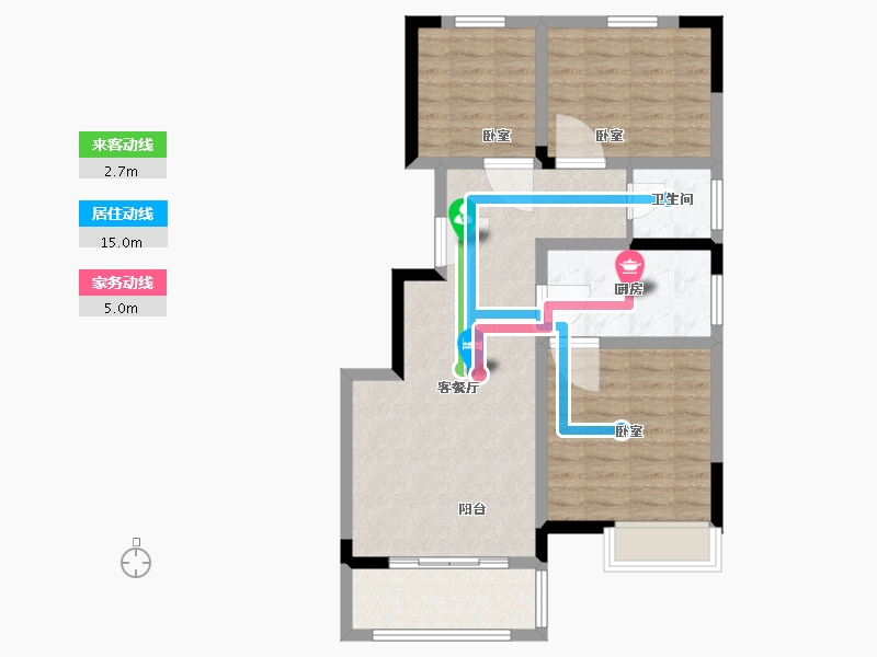 江苏省-徐州市-华美·阳光美邻-76.00-户型库-动静线