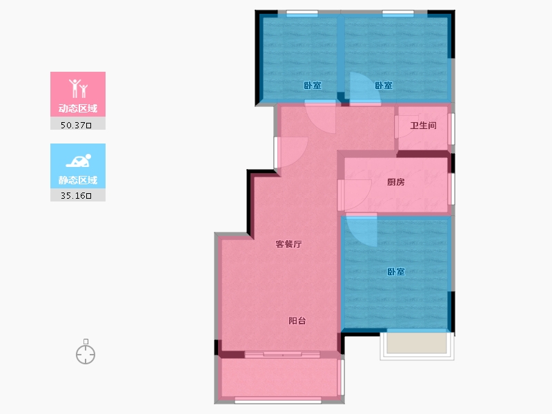 江苏省-徐州市-华美·阳光美邻-76.00-户型库-动静分区