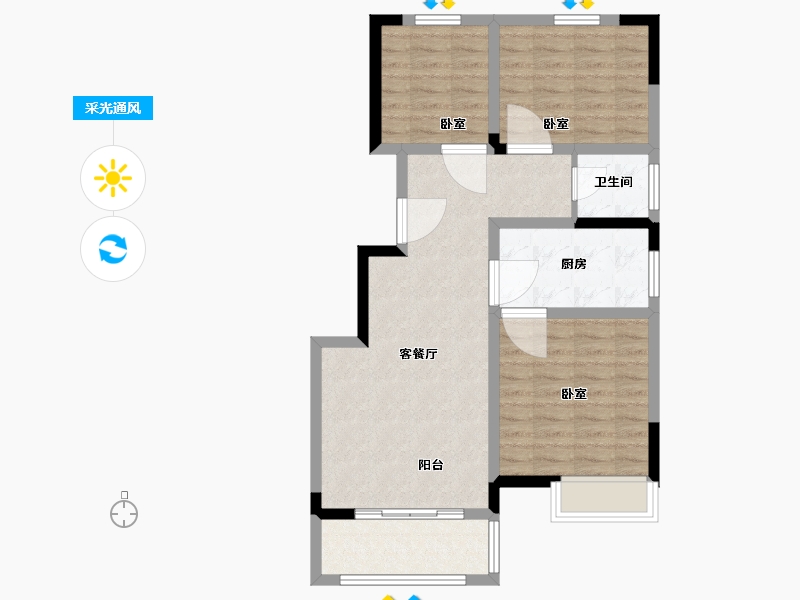 江苏省-徐州市-华美·阳光美邻-76.00-户型库-采光通风