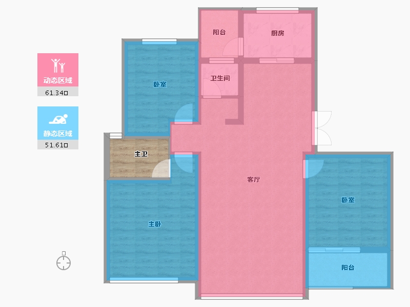 陕西省-宝鸡市-如园·城市运动公园-106.12-户型库-动静分区