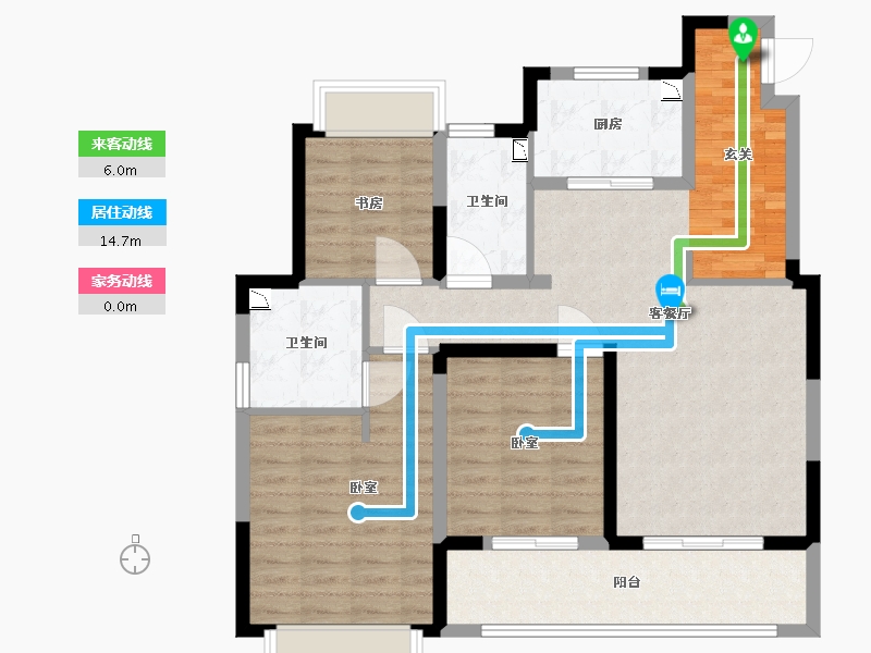 江苏省-无锡市-耘林生命公寓洋溪华庭-96.00-户型库-动静线