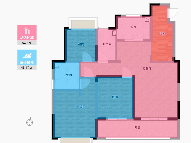 江苏省-无锡市-耘林生命公寓洋溪华庭-96.00-户型库-动静分区