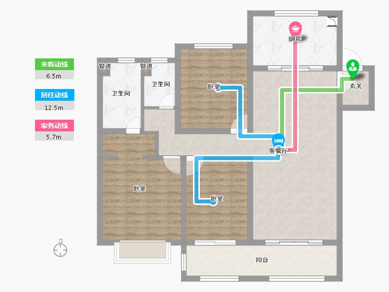 江苏省-无锡市-融创银城惠山国际社区-105.01-户型库-动静线