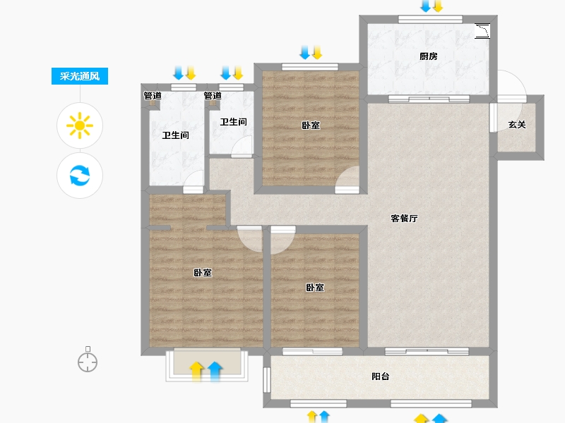 江苏省-无锡市-融创银城惠山国际社区-105.01-户型库-采光通风