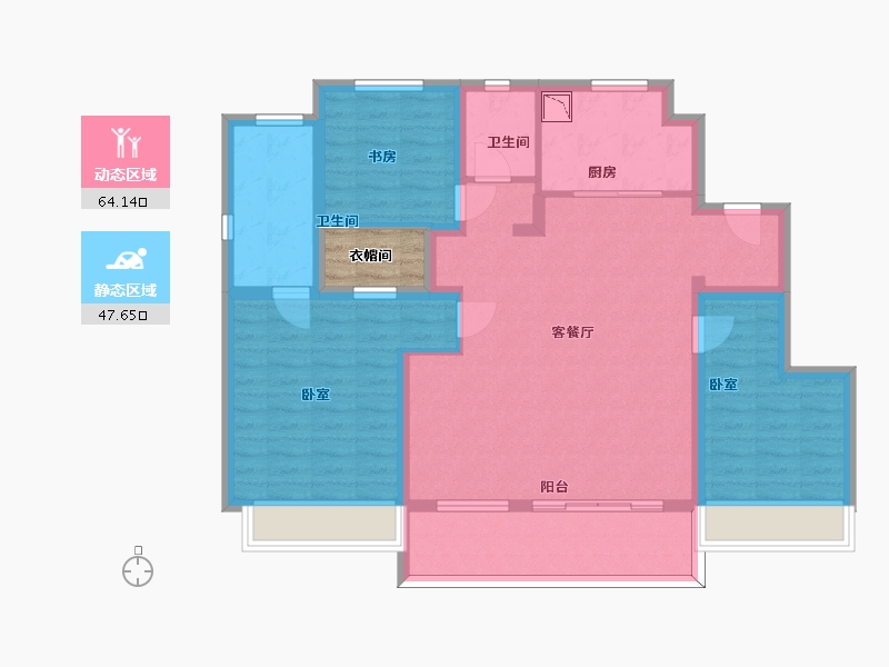 江苏省-无锡市-富力运河十号-102.54-户型库-动静分区