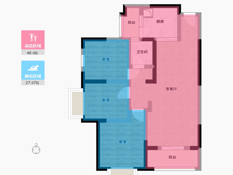 陕西省-西安市-隆源国际城YUE公园-62.74-户型库-动静分区