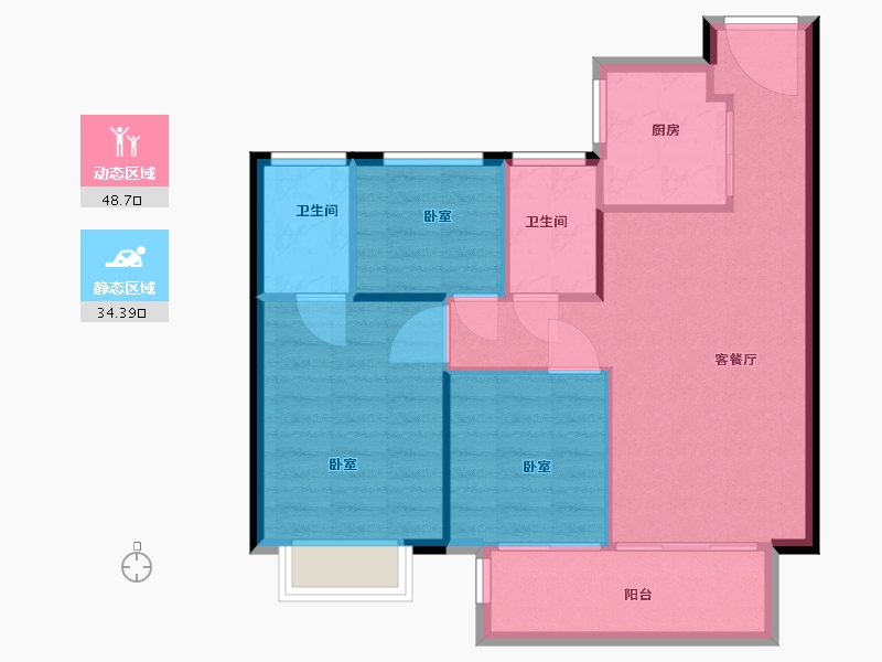 江苏省-无锡市-太湖雍华府-75.83-户型库-动静分区