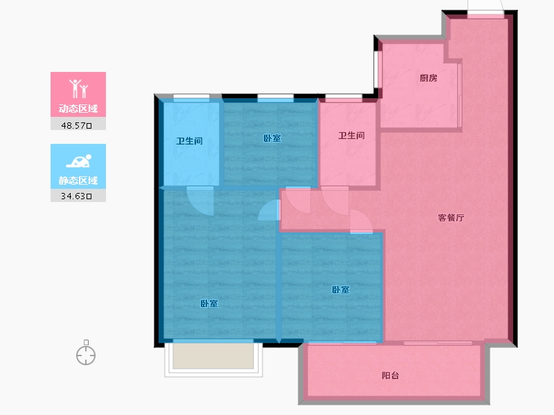 江苏省-无锡市-太湖雍华府-75.72-户型库-动静分区