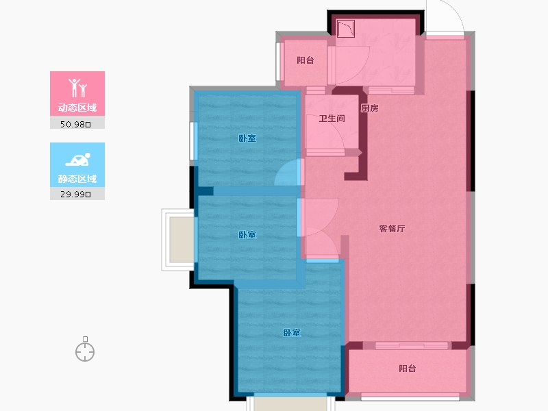 陕西省-西安市-隆源国际城YUE公园-71.00-户型库-动静分区