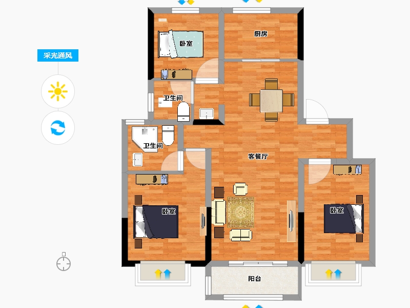 江苏省-南京市-中建熙元府-92.00-户型库-采光通风