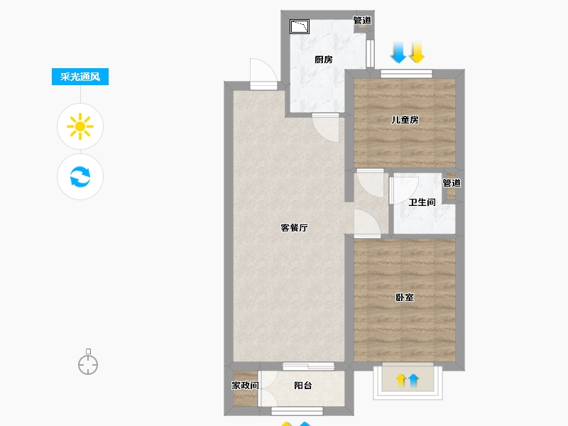 山西省-太原市-保利和光尘樾-57.06-户型库-采光通风