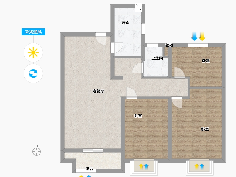 山西省-太原市-太原宝能城-79.00-户型库-采光通风