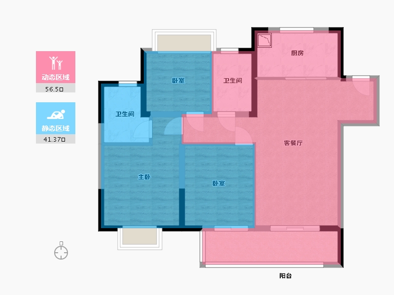 江苏省-无锡市-融创西羲里-87.55-户型库-动静分区