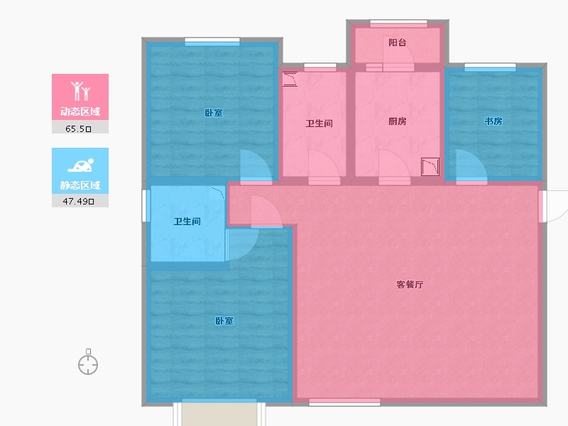 陕西省-咸阳市-玖园-101.00-户型库-动静分区