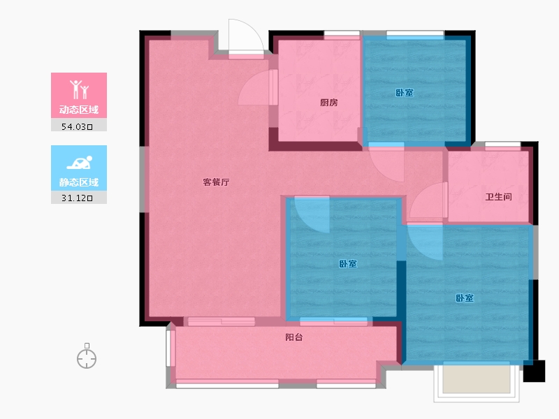 江苏省-无锡市-弘阳昕悦棠-76.01-户型库-动静分区