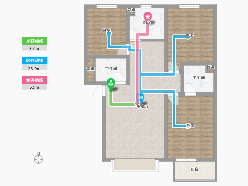 山西省-太原市-晋阳·五隆府-91.36-户型库-动静线