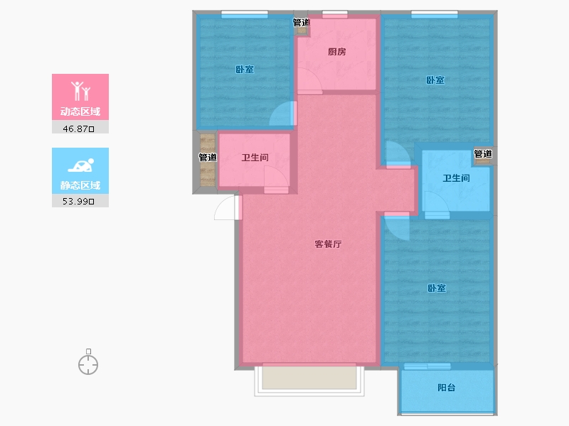 山西省-太原市-晋阳·五隆府-91.36-户型库-动静分区